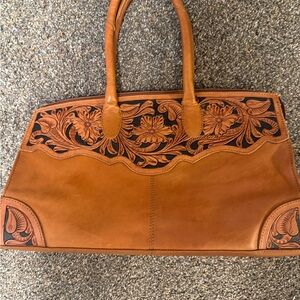 American Darling Tan and Brown Floral Shoulder Bag